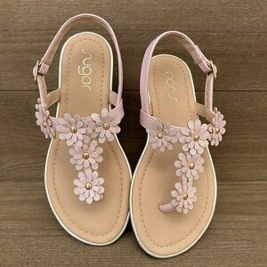 Sugar Girls Pink Floral Sandals Size 4 – Daisy Flower Detail